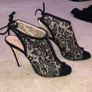 Madison “Et Cie”  lace detailed heeled ankle booty